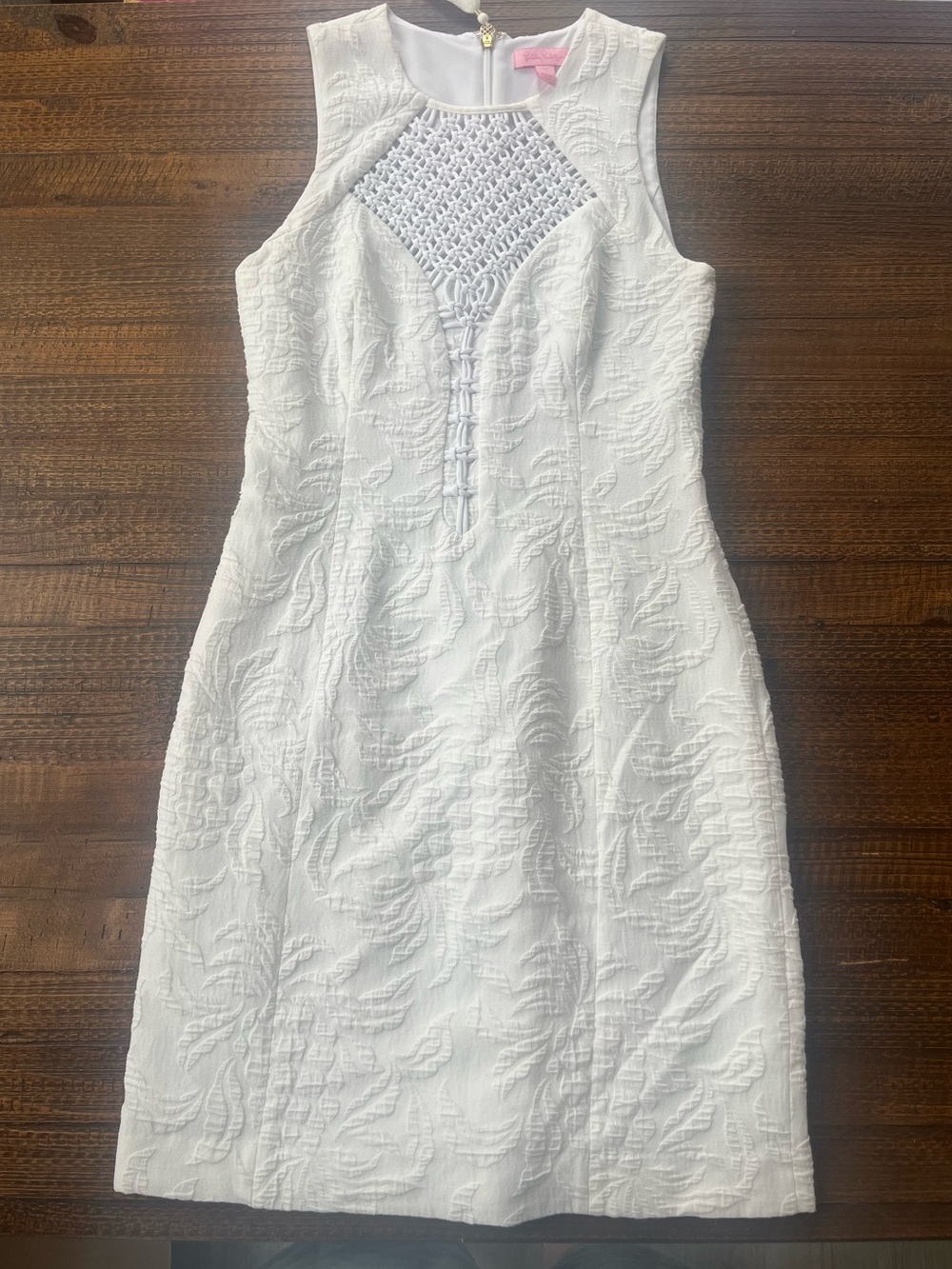Lilly Pulitzer White Sleeveless Sheath Dress with Crochet Front